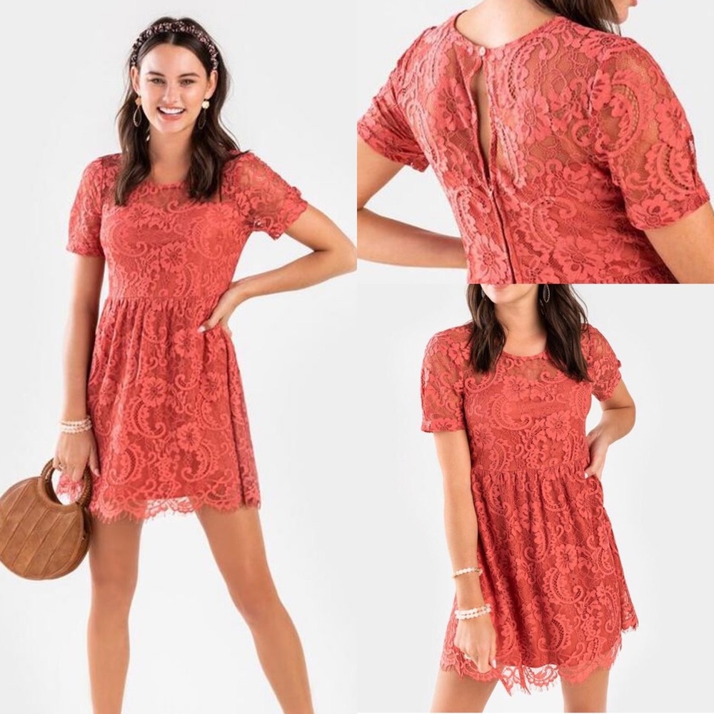 Denessa Lace Babydoll Mini Dress - XXS